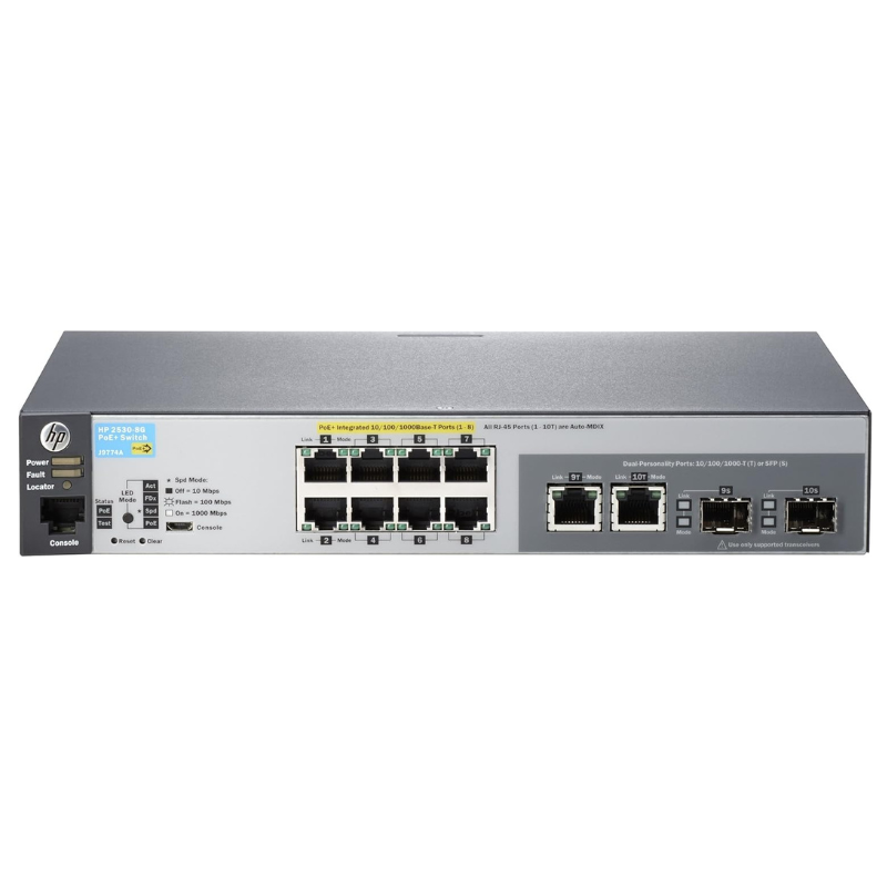 HP J9774A 2530-8G-PoE+ 8-Port Gigabit Managed Switch